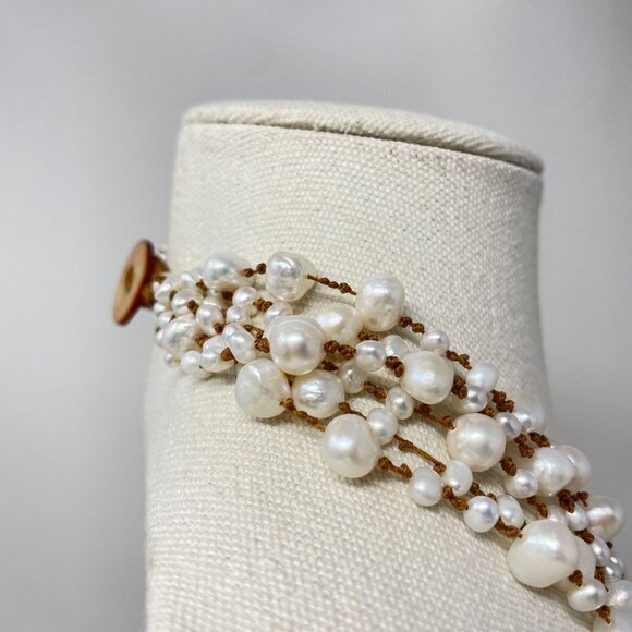 Multistrand‎ Pearl String Necklace Boho Coastal Classic - Picture 7 of 12